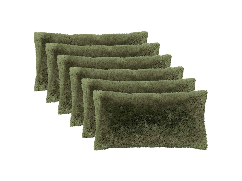 Lot de 6 coussins avec oreiller, coussins décoratifs heerlen vert fleece pv cf50938 - Conforama A