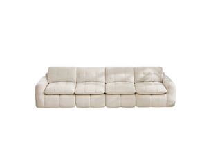 Canapé droit modulable 4 places en chenille beige, 334 cm