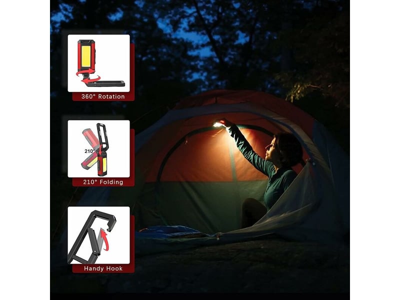  Lampe torche travail led rechargeable puissante, lampe baladeuse avec lumière rouge  - Conforama C