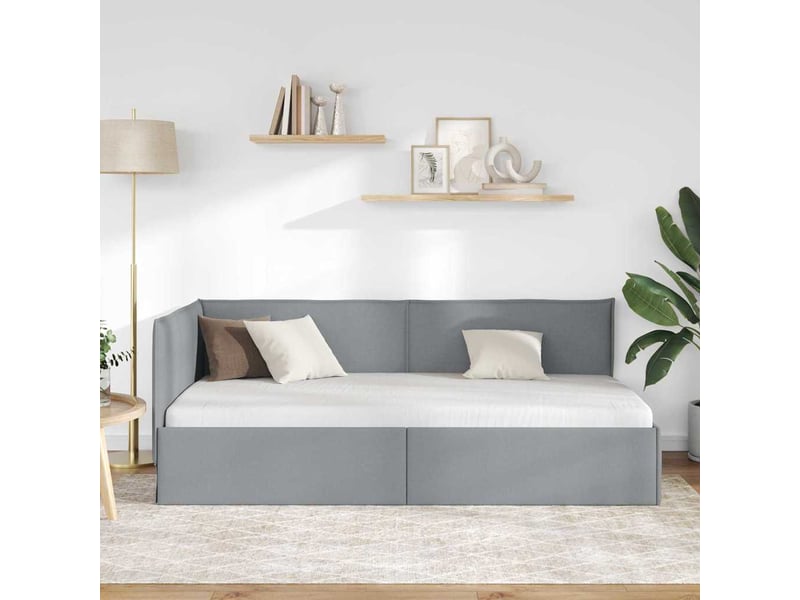 Lit simple- lit adulte - cadre de lit d'angle gris clair 80 x 200 cm tissu - Conforama B