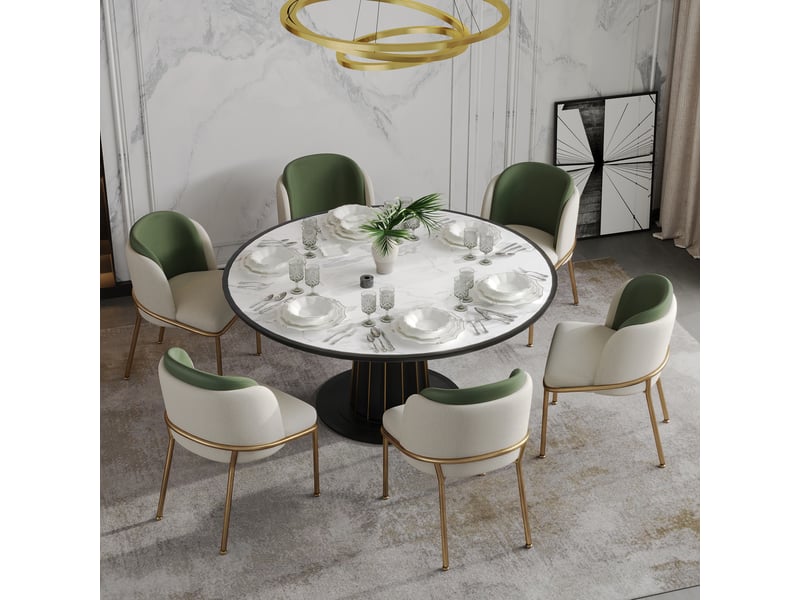 Lot de 6 chaises modernes vert doré pieds inclinés réglables pour salon bureau salle à manger - Conforama B