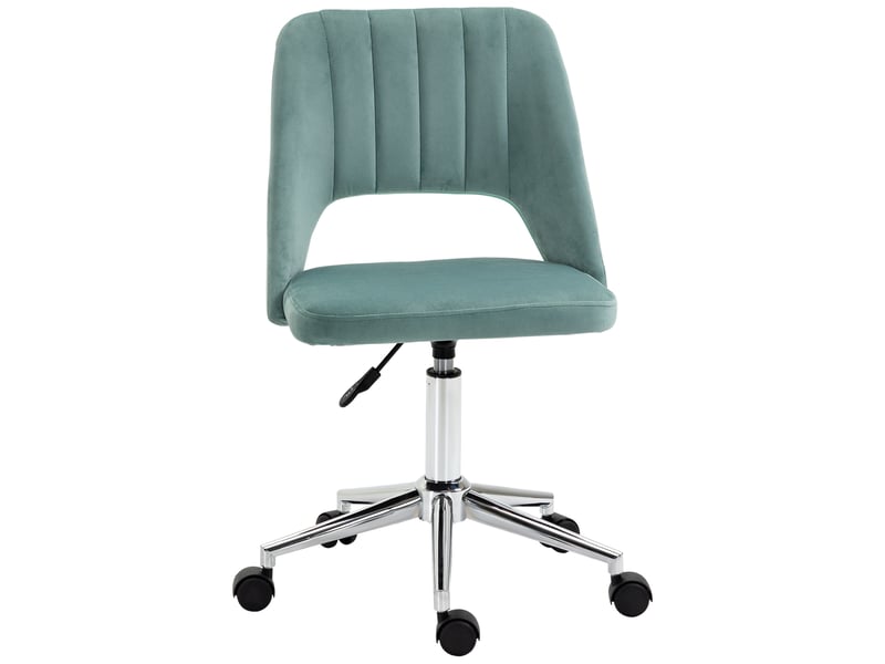  Chaise de bureau ergonomique à hauteur réglable, revêtement en velours, 49 x 60 x 79-91 cm, vert pétrole  - Conforama B