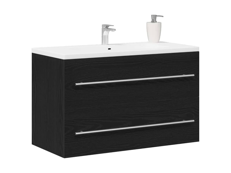  Meuble sous-évier, meuble de rangement en chêne noir 80x38.5x48 cm bois d'ingénierie  - Conforama D