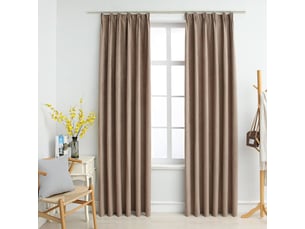 Lot de 2 rideaux occultants, rideaux black-out avec crochets taupe 140x175 cm cf44886