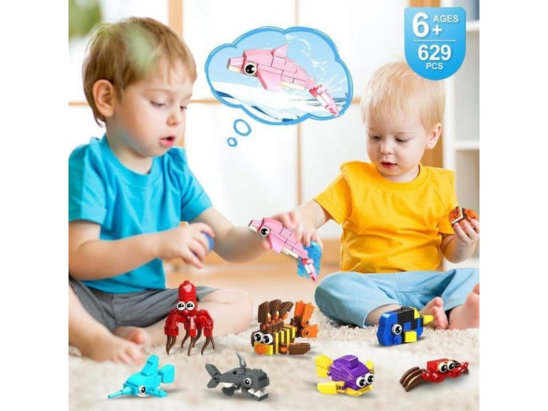  Jeu de construction mini animaux marins 24 kits 629 pieces abs 6-12 ans  - Conforama D