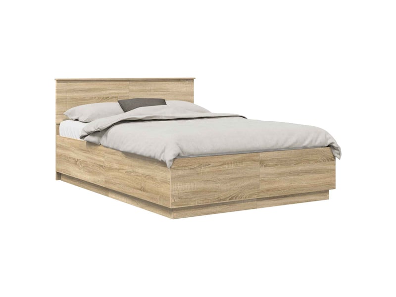  Lit double- lit adulte -  cadre de lit chêne sonoma 140 x 200 cm bois d'ingénierie  - Conforama B