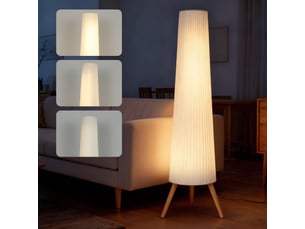 Lampadaire trépied avec interrupteur au pied et luminosité réglable, 46 x 46 x 153 cm, blanc