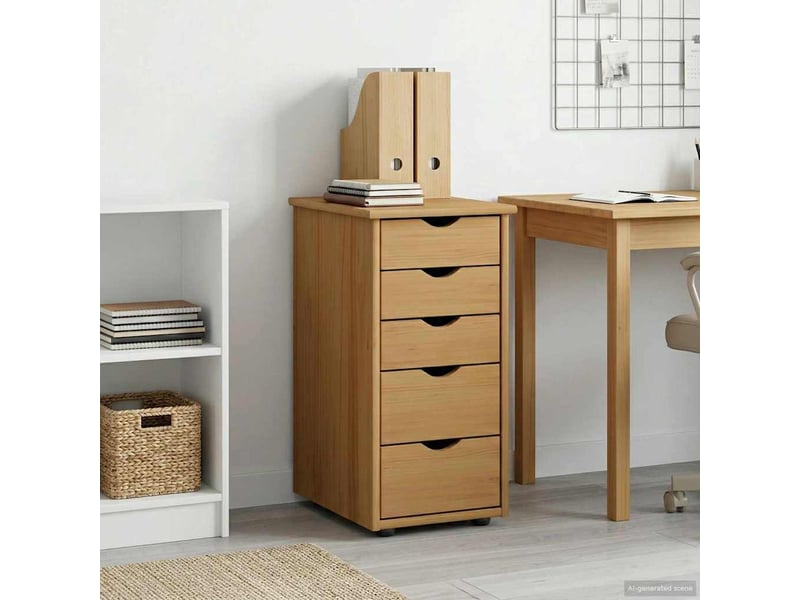  Commode de salon 34 x 39 x 61,5 cm bois de pin massif marron miel  - Conforama C