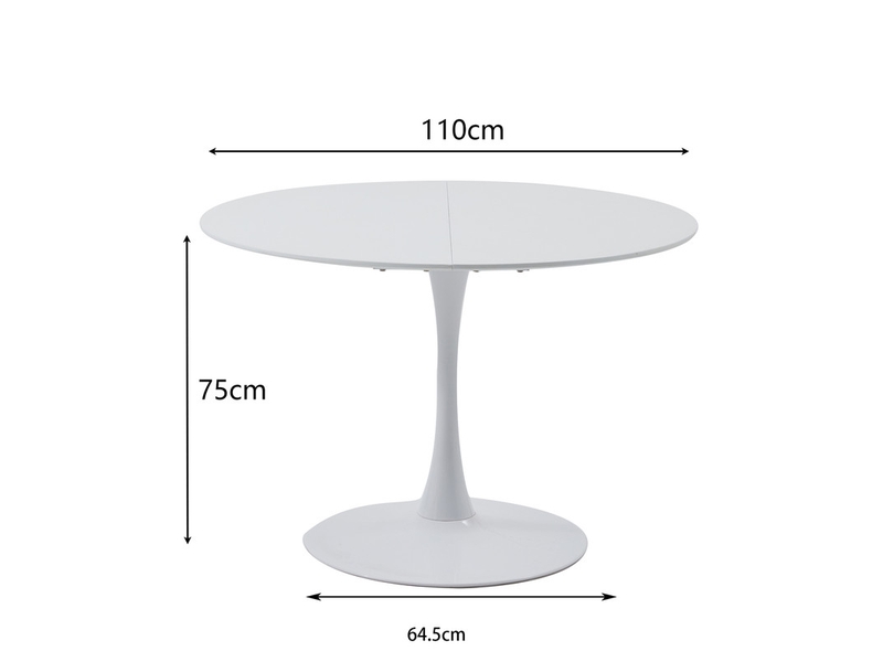  Table à manger ronde moderne 110 cm - 4 à 6 personnes- scandinave - mdf - blanc  - Conforama E