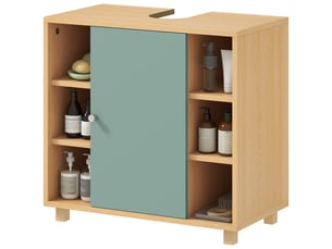 Meuble sous lavabo vert 60 x 33 x 57 cm avec 6 étagères ouvertes