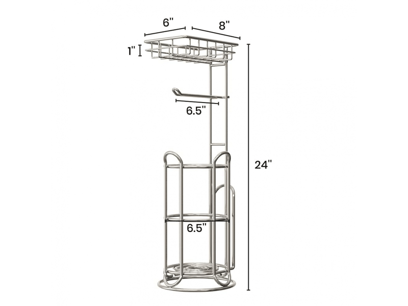  Mega roll toilet paper holder stainless steel bathroom tissue holder stand tp dispenser with phonewipe shelf &amp; magazine rack  - Conforama E