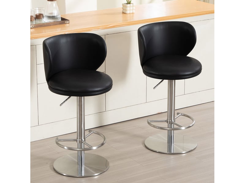 Tabouret de bar 52.5x52.5x116 cm pivotant réglable en hauteur métal noir  - Conforama B