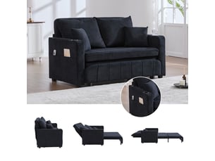 Canapé de salon, canapé chenille; en chenille, porte-gobelets, port usb, avec accoudoirs