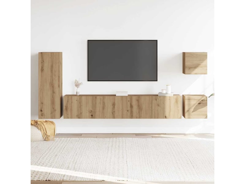  Ensemble de meuble tv - banc tv - meuble de rangement mural 5 pcs chêne artisanal  - Conforama C