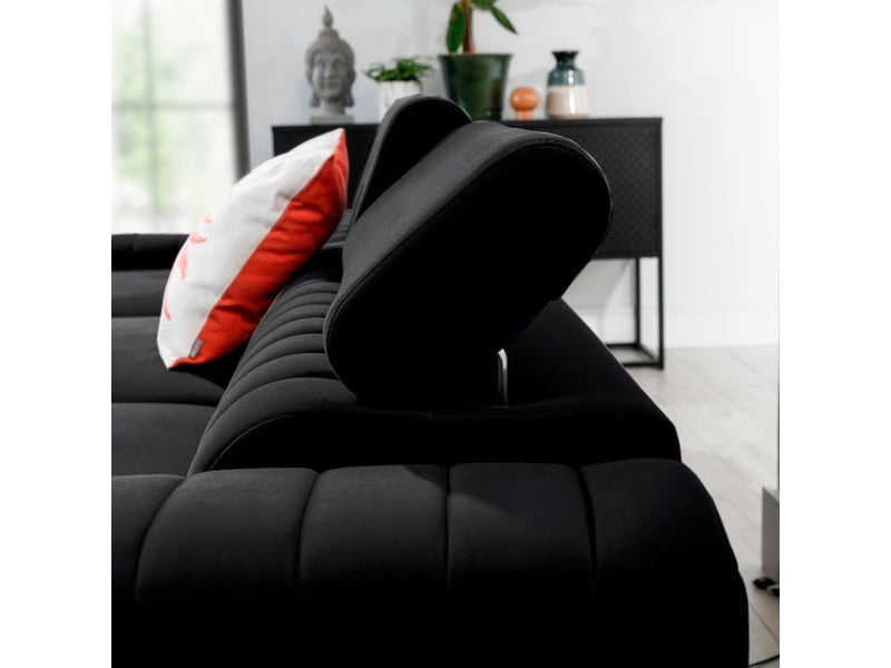  Canapé d'angle gauche noir convertible 3 places jayson assise mousse hr  - Conforama C