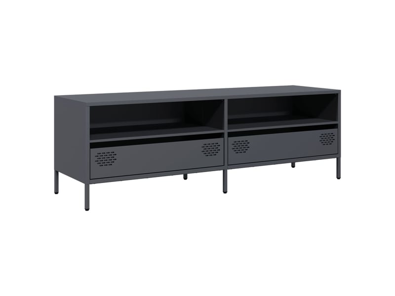  Meuble tv - banc tv - meuble de rangement anthracite 135x39x43,5 cm acier laminé à froid  - Conforama A