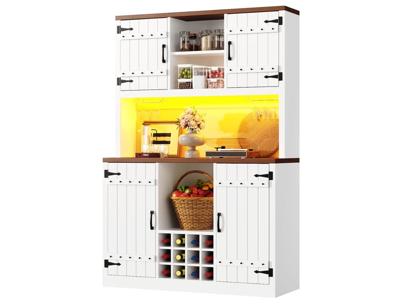  Meuble haut de cuisine avec led rgb et range-bouteilles blanc 120x40x180 cm  - Conforama A