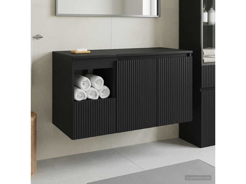 Ensemble de mobilier de salle de bain 2 pc noir cf64181 - Conforama B