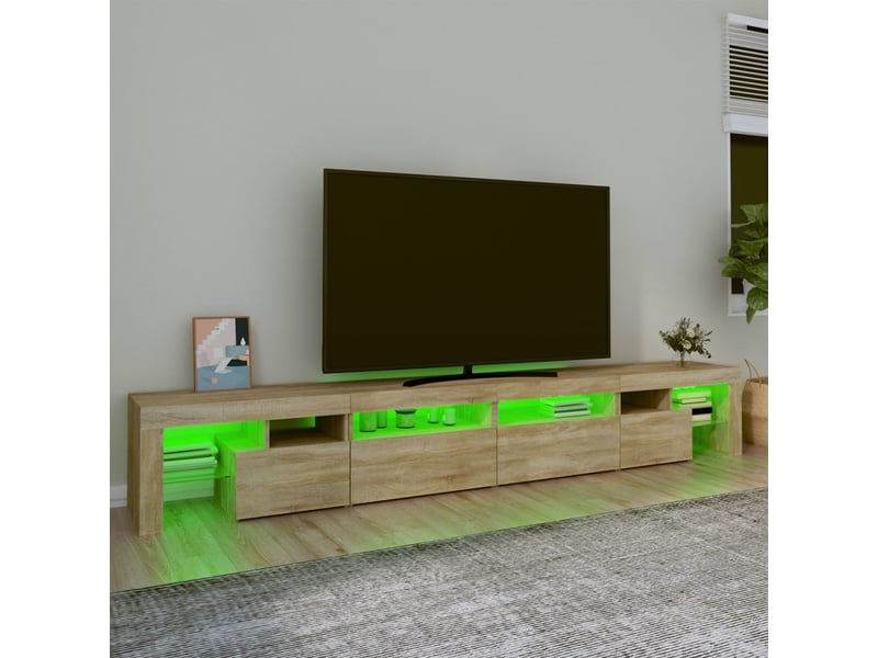  Meuble tv - banc tv - meuble de rangement avec lumières led chêne sonoma 260x36,5x40 cm  - Conforama D