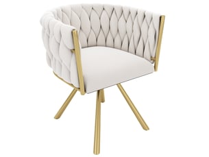 Lot de 4 chaises de salle à manger 59x54x72 cm, en tissu velouté beige et doré, structure métallique, pivotante