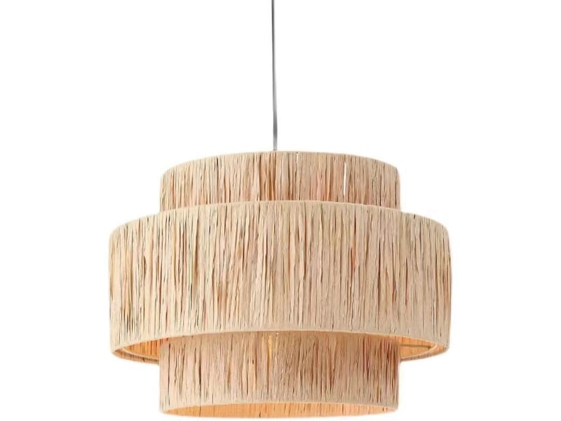  Suspension luminaire lampe style bohème abat jour en jute 40x28cm  - Conforama A