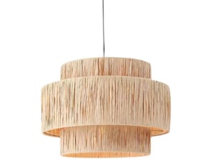 Suspension luminaire lampe style bohème abat jour en jute 40x28cm