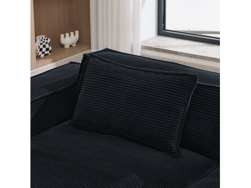  Canapé modulable droit 2pl 233x129x70 cm, meuble de salon, agréable et contemporain, avec coussins, polyester, couleur noir  - Conforama E