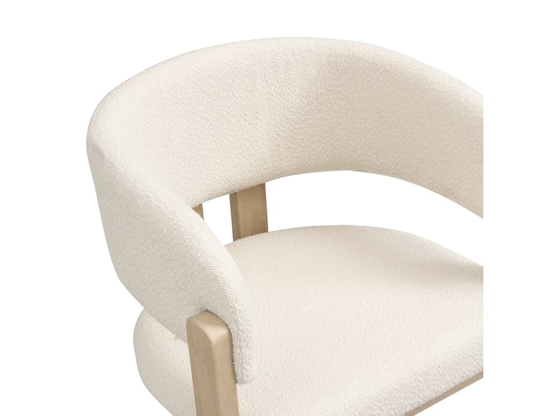 Lot de 4 chaises de salle à manger 60 x 51 x 80 cm naturel, tissu bouclé, accoudoirs et structure en bois - Conforama E