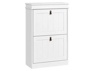 Meuble à chaussures étroit avec 2 portes à charnières et étagères réglables pour 10 paires de chaussures, idéal pour une entrée (54 x 24 x 82,5 cm).