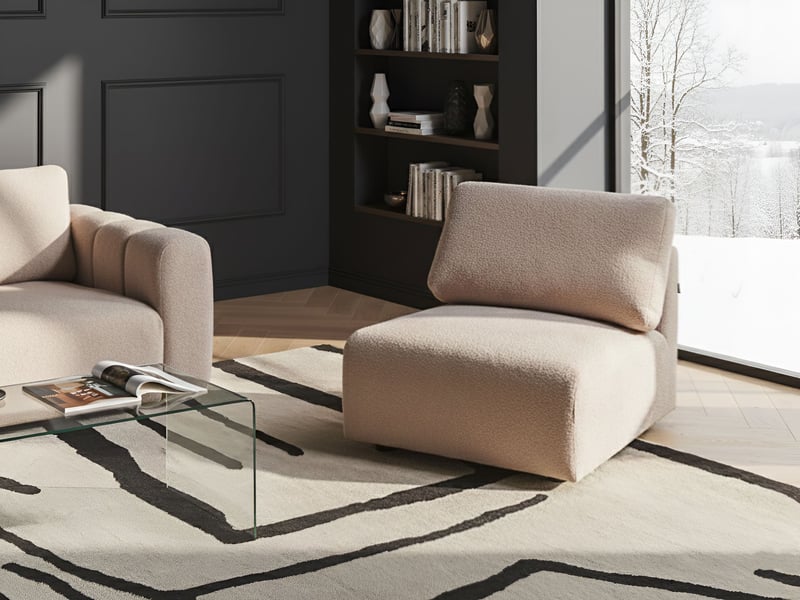 Module fauteuil kivvik bouclé beige  - Conforama B