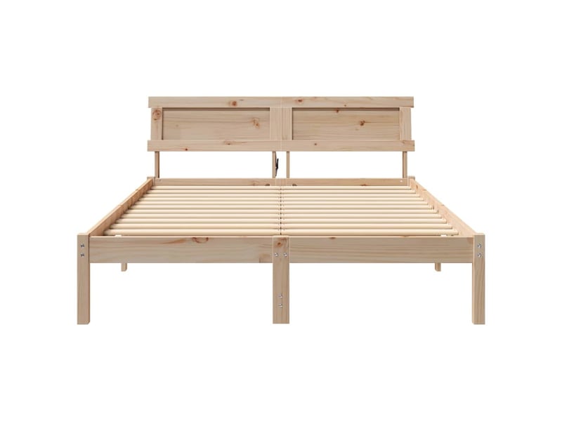  Lit double- lit adulte -  cadre de lit avec tête de lit marron 120 x 190 cm pin massif  - Conforama D