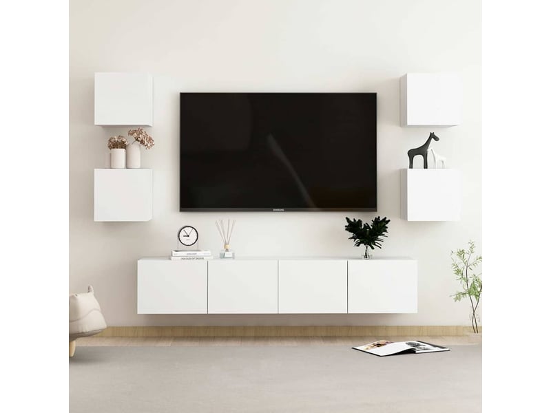 Ensemble de meubles tv 6 pcs blanc bois d'ingénierie shl70173  - Conforama B