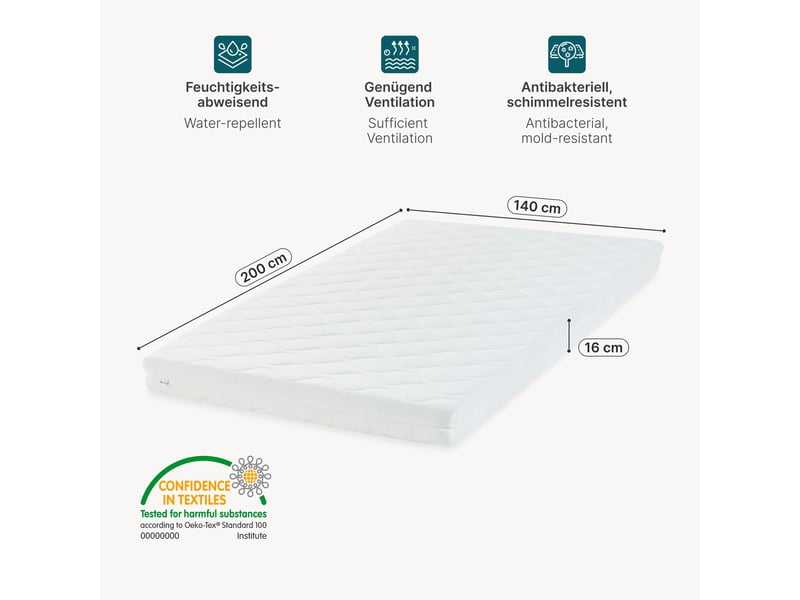  Lit double capitonné tröstiar avec éclairage led et matelas 140 x 200 cm vert [en.casa] Tröstiar - Conforama E