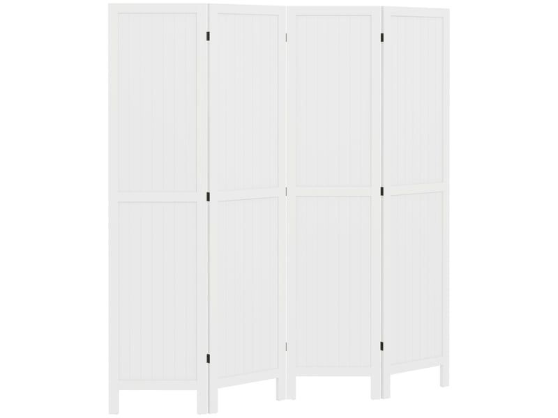  Paravent en bois séparateur de pièce closion intérieur pliable 4 panneaux en bois blanc 160 x 170 cm  - Conforama B