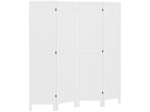 Paravent en bois séparateur de pièce closion intérieur pliable 4 panneaux en bois blanc 160 x 170 cm