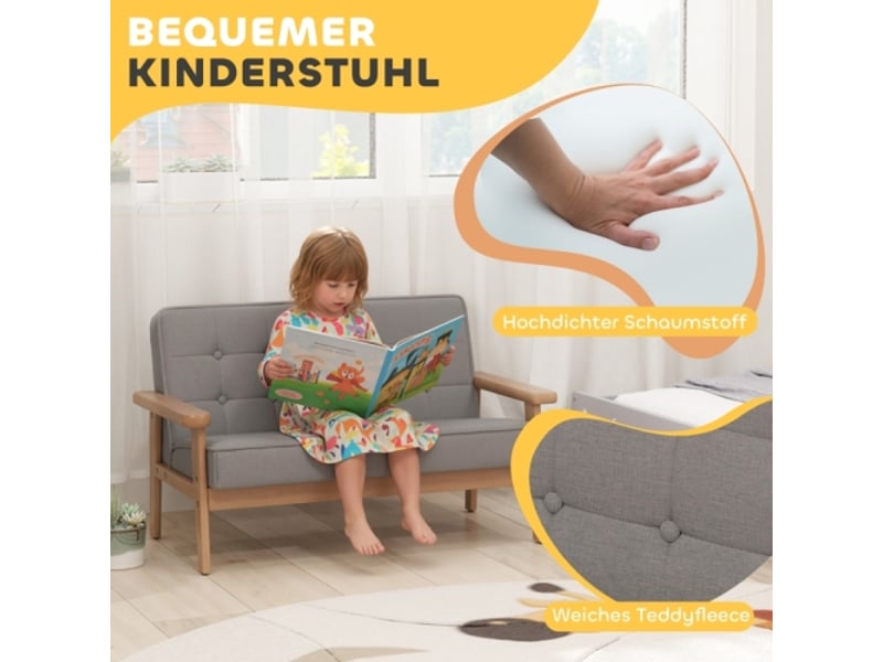  Fauteuil enfant gris, cadre bois, aspect velours, rembourré, pour enfants 3-15 ans  - Conforama E