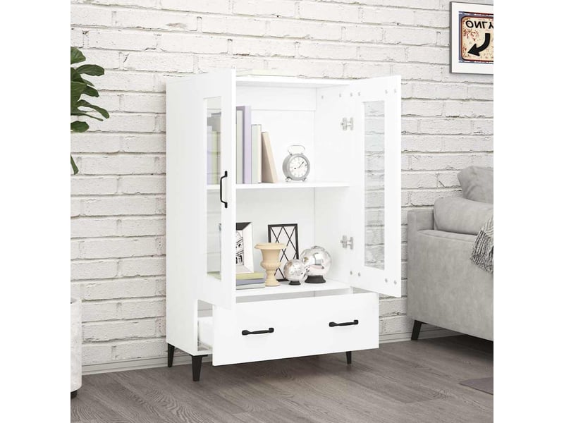  Buffet haut - bahut - meuble de rangement blanc 70x31x115 cm bois d'ingénierie  - Conforama C
