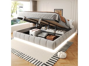 Lit coffre 180x200 cm <strong></strong>  <strong>Qualité haut de gamme</strong> coloris beige