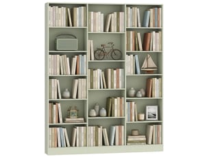 Bibliothèque 6 niveaux 17 compartiments 149 x 23,6 x 188 cm vert
