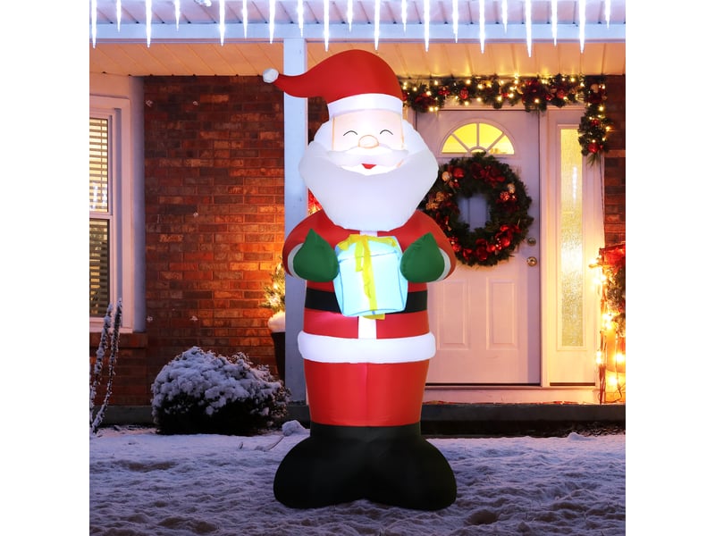  Père noël gonflable avec cadeau, 3 lumières led et gonfleur inclus, 77 x 68 x 184 cm  - Conforama D
