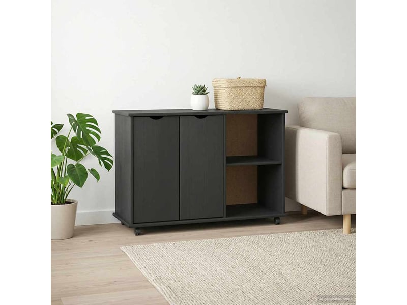  Caisson roulant de bureau gris 100 x 39 x 65,5 cm bois de pin massif  - Conforama C