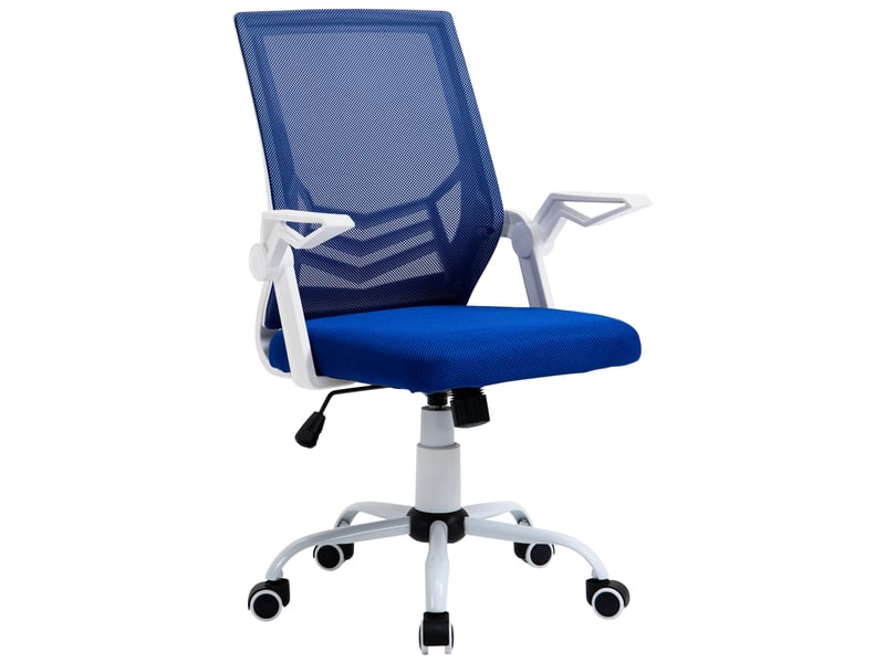  Chaise de bureau ergonomique bleue avec accoudoirs rabattables et hauteur réglable 62,5x55x94-104 cm  - Conforama B