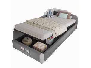 Lit coffre 90x200 cm <strong>OKWISH</strong> <strong></strong> coloris gris