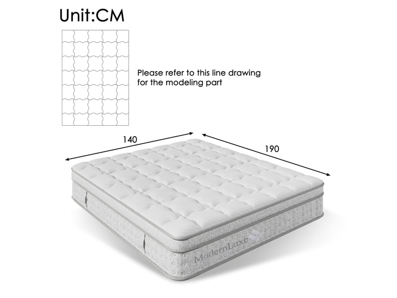 Matelas hybride 7 zones 140 x 190 cm h3 blanc et gris, 25 cm, ressorts ensachés et mousse froide - Conforama E