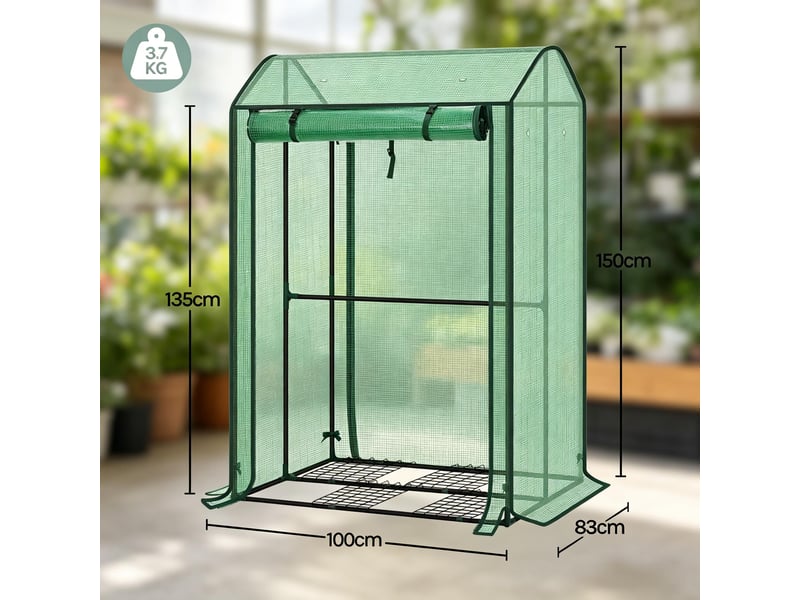 Serre de balcon blanche, serre d’hiver avec porte zippée enroulable, jardin - Conforama C
