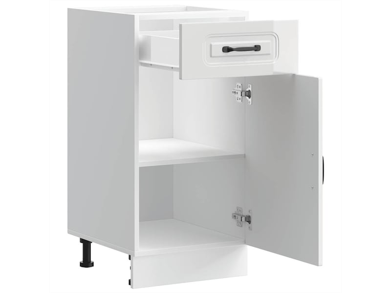  Meuble de rangement, armoire de cuisine kalmar blanc brillant bois ingénierie  - Conforama E
