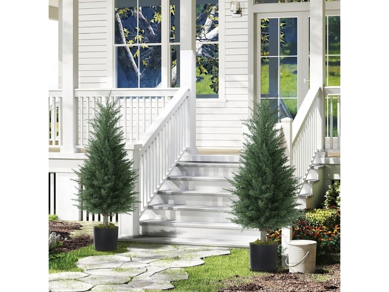  Plantes artificielles cyprès uv lot de 2 90 cm cravdom  - Conforama C