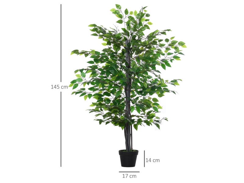  Plante artificielle ficus banyan 20 x 145 cm – vert – pot noir inclus et 756 feuilles décoratives  - Conforama C