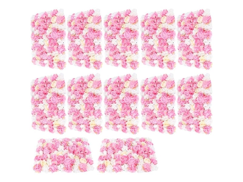 Mur de fleurs artificielles, mur de roses 12 fleurs artificielles de mariage, rue, arrière-plan mural 40 x 60 cm pour mariage, fête, décoration de la maison, rose - Conforama E