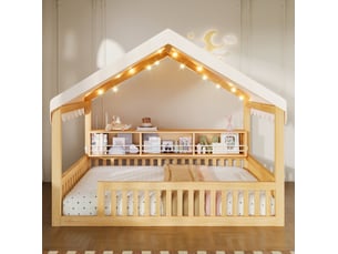 Lit cabane 140x200 cm OKWISH coloris naturel